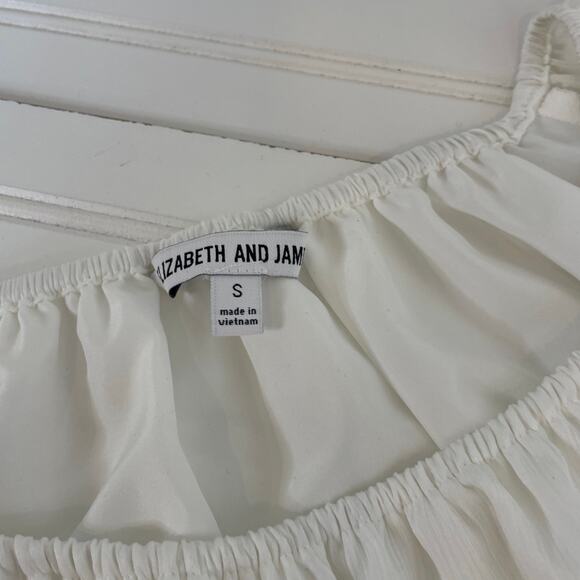 NWOT Elizabeth and James White Flowy Billowy Sleeve Pleated Blouse Size S - Picture 6 of 6